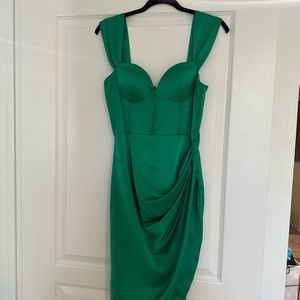 Miss Circle Green Satin Corset Dress
